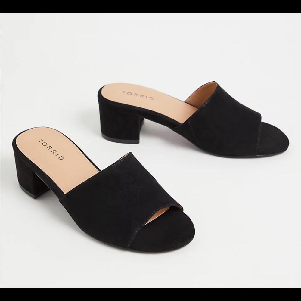 Torrid Black Suede Heeled Mules